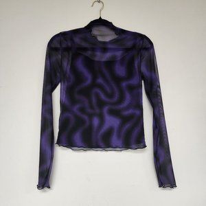 H&M-Purple & Black Long Sleeve See Thru W-Cami Under Shirt